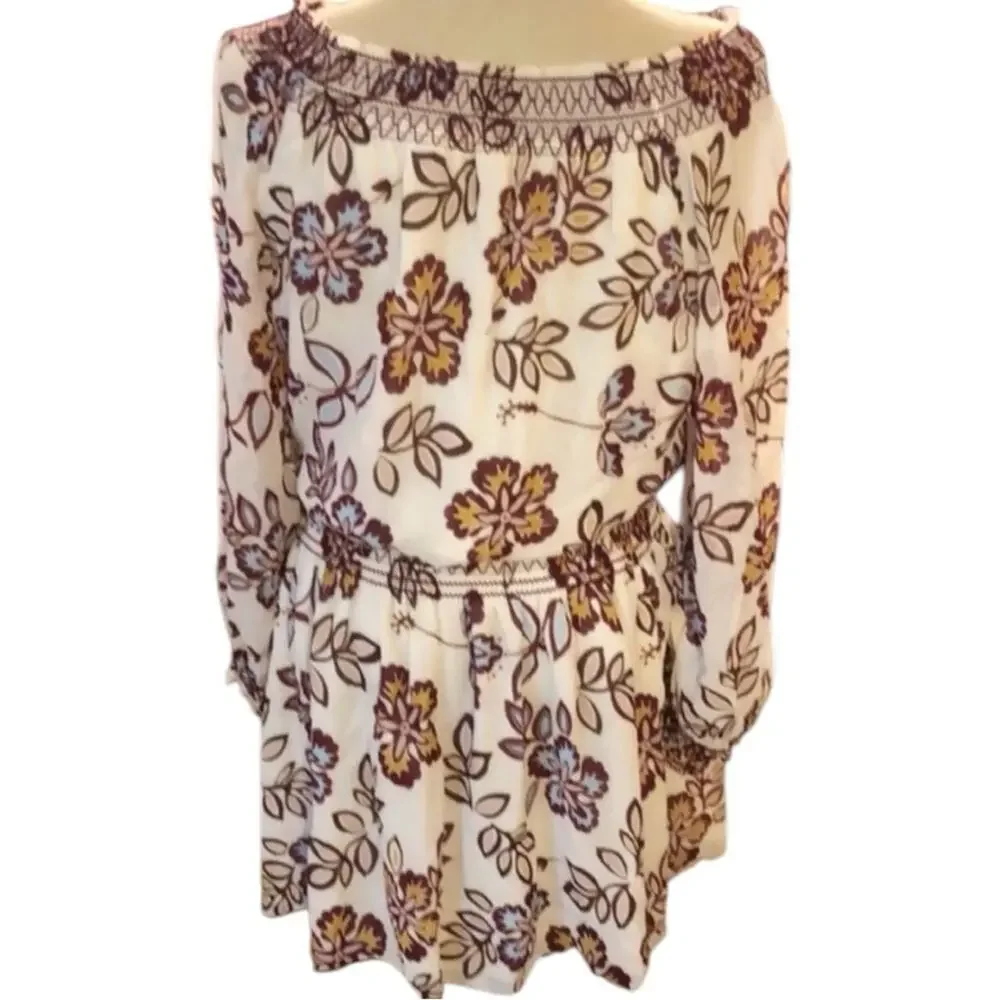 Tory Burch Womens Dress Size 2 Cream Hopewell Indie Off the Shoulder Floral